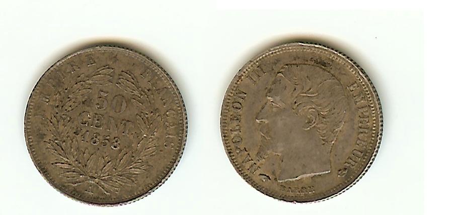 50 Centimes Napoléon III 1858A Paris AU/Unc